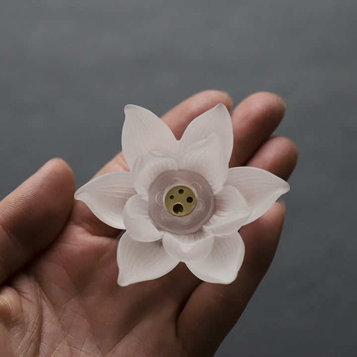 Buddha Stones Mini Lotus Liuli Crystal Healing Meditation Stick Incense Burner - image 6
