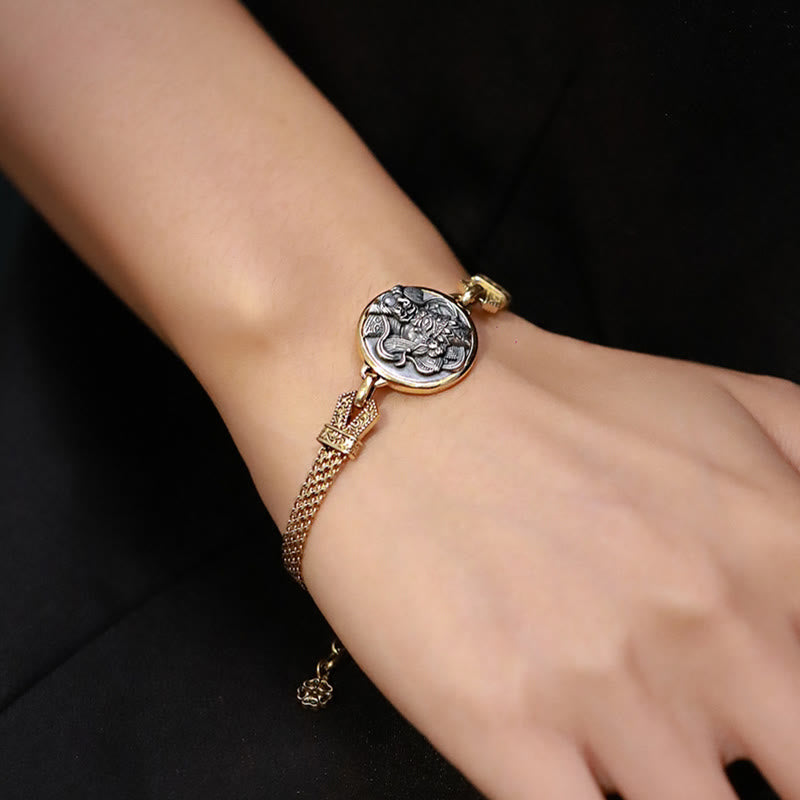 Buddha Stones Tibetan 925 Sterling Silver Zakiram Goddess of Wealth Blessing Protection Bracelet - image 4