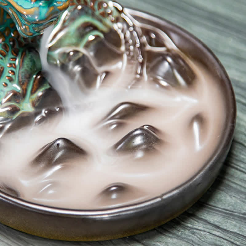 Dragon Pattern Ceramic Backflow Smoke Fountain Incense Burner Decoration - image 8