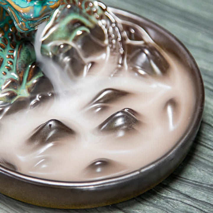 Dragon Pattern Ceramic Backflow Smoke Fountain Incense Burner Decoration - image 8