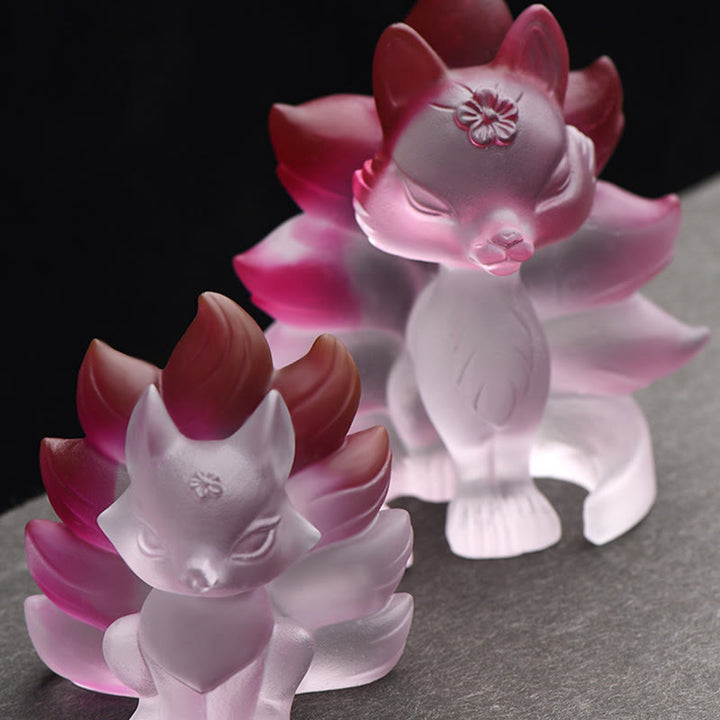 Buddha Stones Small Nine Tailed Fox Success Strength Home Figurine Decoration - image 5