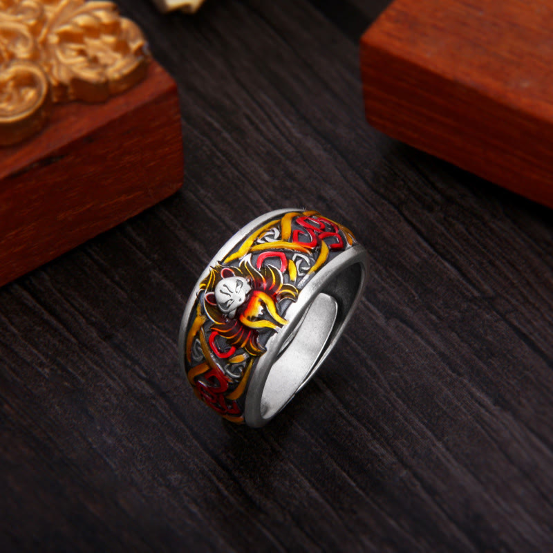 Buddha Stones 999 Sterling Silver Nine Tailed Fox Success Protection Ring - image 1