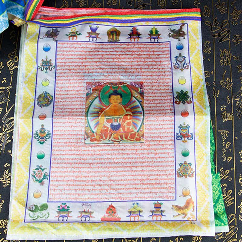 Buddha Stones Tibetan 5 Colors Windhorse Buddha Tara Scriptures Healing Auspicious Outdoor Prayer Flag - image 14