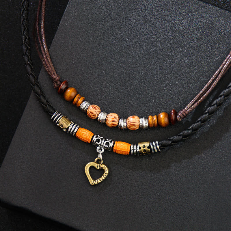 Buddha Stones Love Heart Pattern Bead Healing Necklace Pendant Bracelet - Love Heart Necklace - image 0