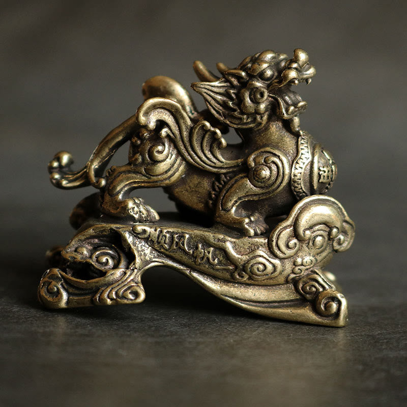 Buddha Stones Handmade FengShui PiXiu Copper Wealth Luck Decoration - One Left PiXiu - image 1