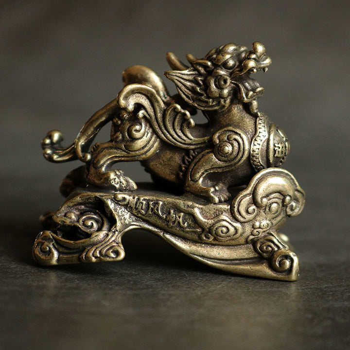 Buddha Stones Handmade FengShui PiXiu Copper Wealth Luck Decoration - One Left PiXiu - image 1