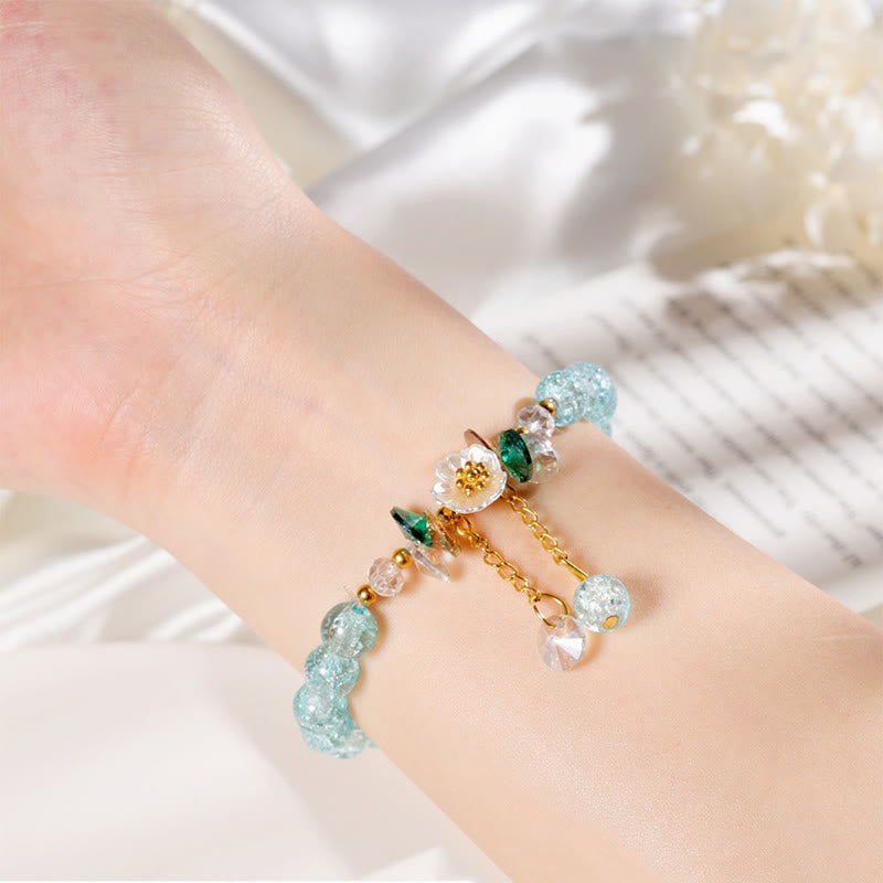 Buddha Stones Simple Design Flower Charm Glass Bead Bracelet - image 16
