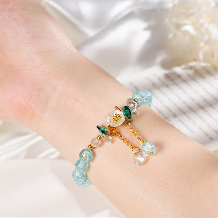 Buddha Stones Simple Design Flower Charm Glass Bead Bracelet - image 16