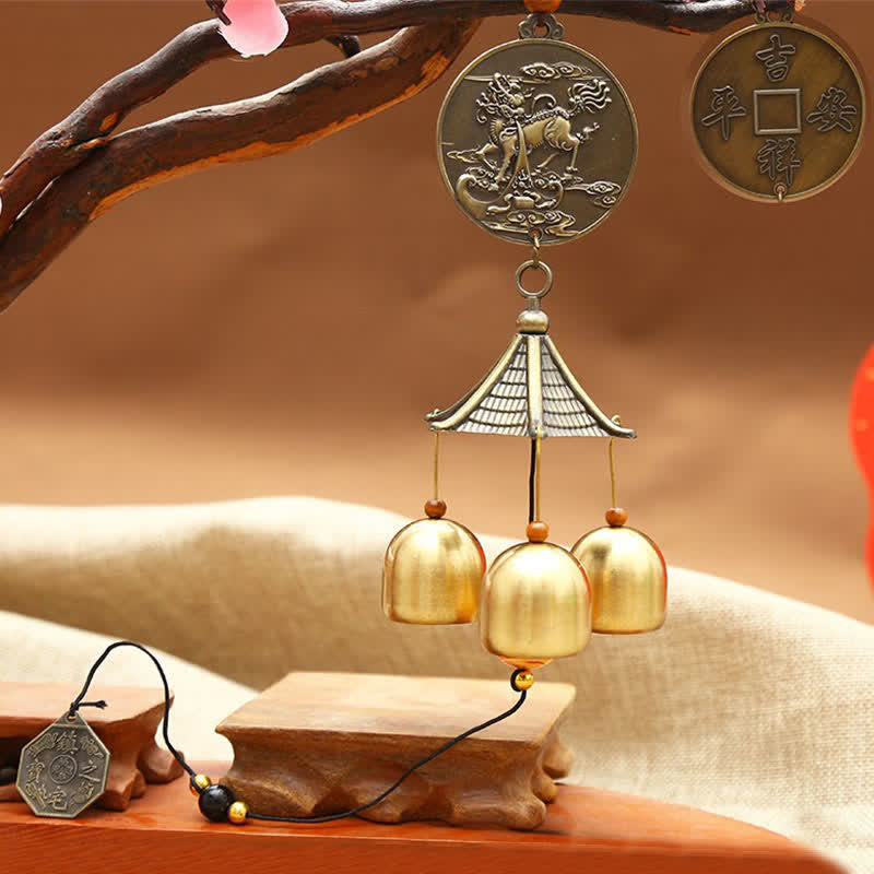 Feng Shui Copper Coin Koi Fish Bagua Kirin Wind Chime Bell Luck Wall Hanging Decoration - Kirin - image 5
