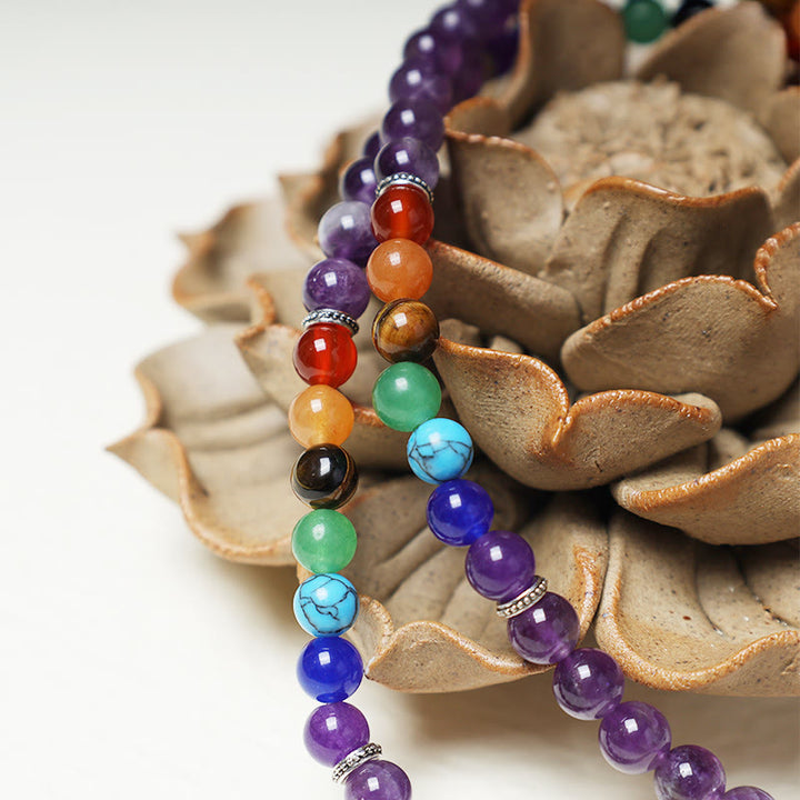Buddha Stones Healing Crystal Mala Prayer Beads 108 Meditation Healing Multilayer Bracelet Necklace - image 4
