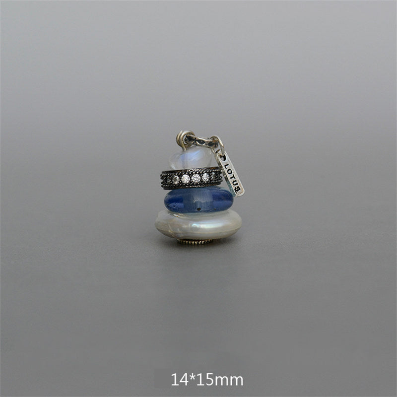 Buddha Stones Zen Cairn Labradorite Various Crystals Calm Pendant Necklace - Moonstone&Glass Bead&Pearl Pendant 14*15mm - image 23
