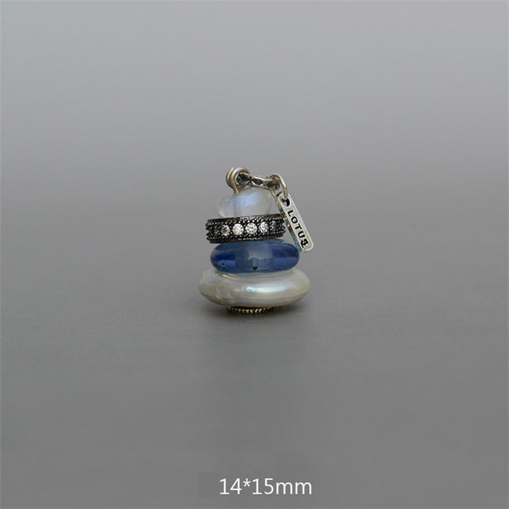 Buddha Stones Zen Cairn Labradorite Various Crystals Calm Pendant Necklace - Moonstone&Glass Bead&Pearl Pendant 14*15mm - image 23
