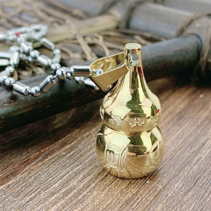 Buddha Stones Tibetan Yin Yang Symbol Gourd Harmony Titanium Steel Necklace Pendant - Gold&Chain - image 4