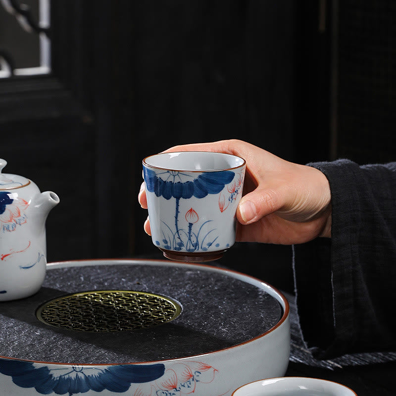 Buddha Stones Lotus Flower Leaf Bamboo Ceramic Teacup Kung Fu Tea Cups - image 1
