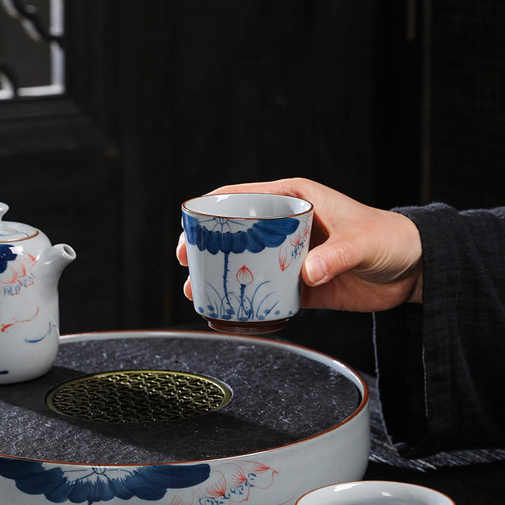 Buddha Stones Lotus Flower Leaf Bamboo Ceramic Teacup Kung Fu Tea Cups - image 1