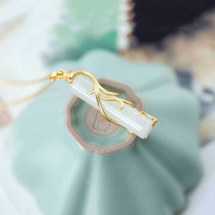 Buddha Stones Jade Dragon Phoenix Copper Protection Necklace Pendant - image 7