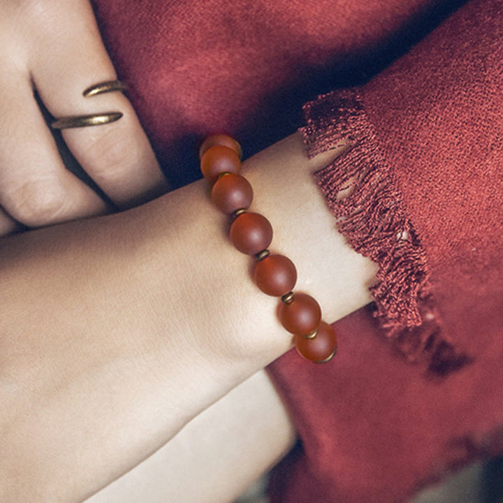 Buddha Stones Tibetan Red Agate Green Agate Copper Confidence Fortune Bracelet - image 3