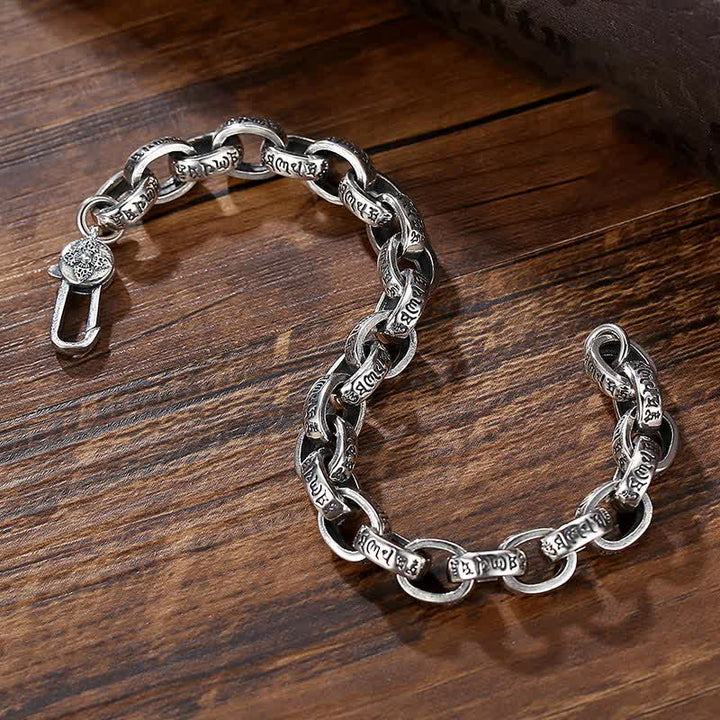 Buddha Stones 925 Sterling Silver Om Mani Padme Hum Engraved Peace Bracelet Bangle - image 3