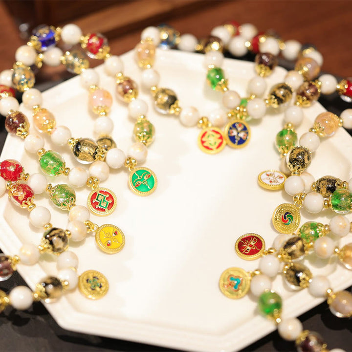 Buddha Stones Tibetan Five God Of Wealth Fortune Liuli Glass Bead Incense Ash Porcelain Bead Charm Bracelet - image 10