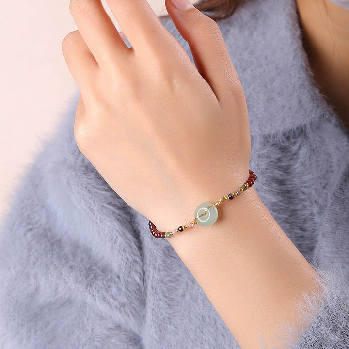 Buddha Stones Natural Garnet Peace Buckle Bead Calm Bracelet - image 3