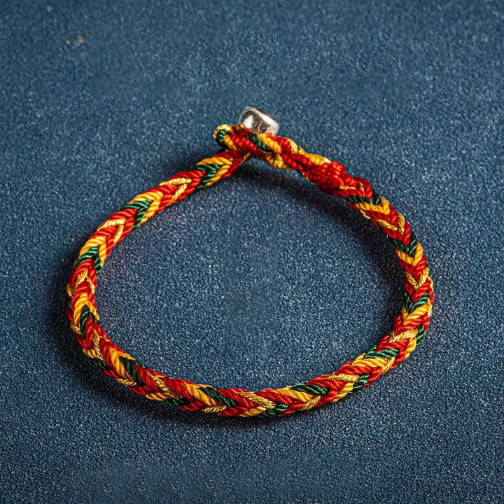 Buddha Stones "May you be safe and sound all year round" Lucky Multicolored Bracelet - Orange Dark Green Red - 19cm - image 9