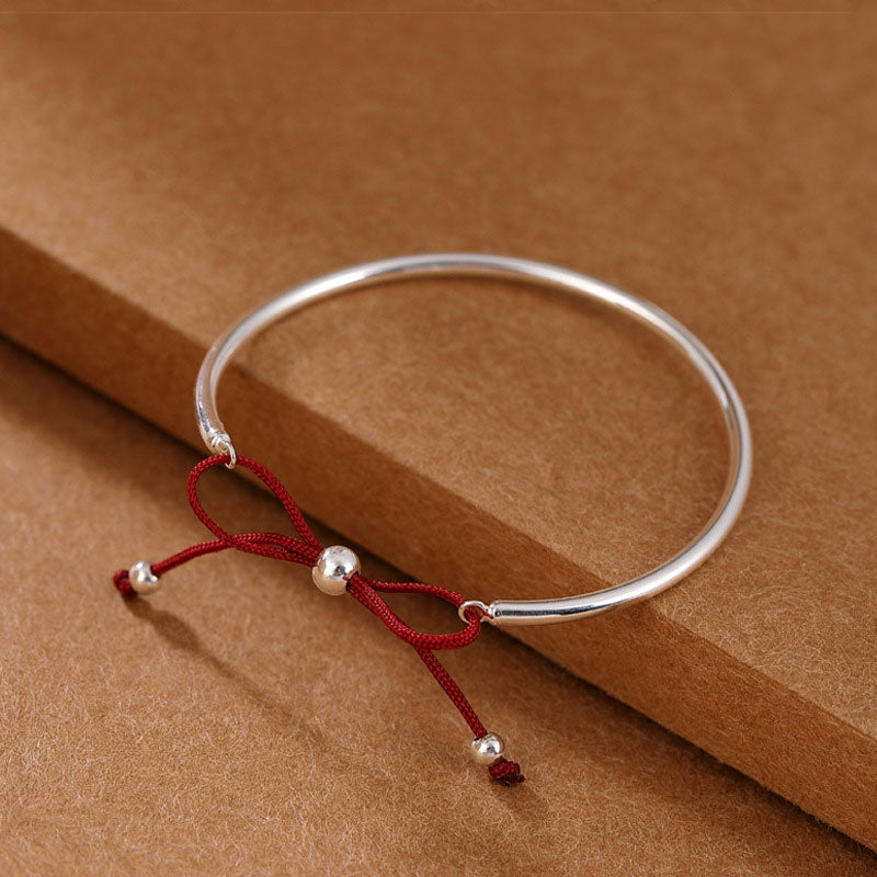 Buddha Stones  925 Sterling Silver Red String Healing Knot Bracelet - Silver(Wrist Circumference 14-16cm) - image 0