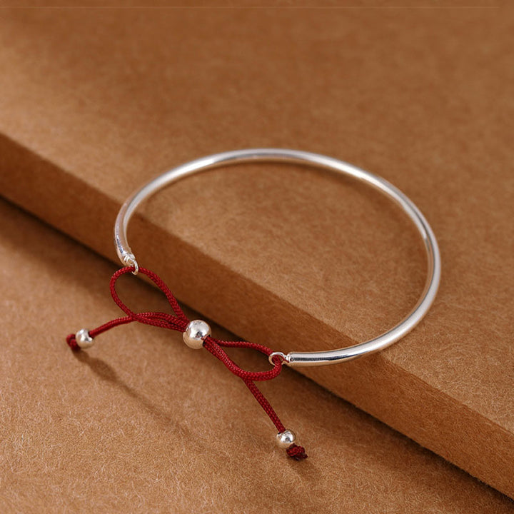 Buddha Stones  925 Sterling Silver Red String Healing Knot Bracelet - Silver(Wrist Circumference 14-16cm) - image 0