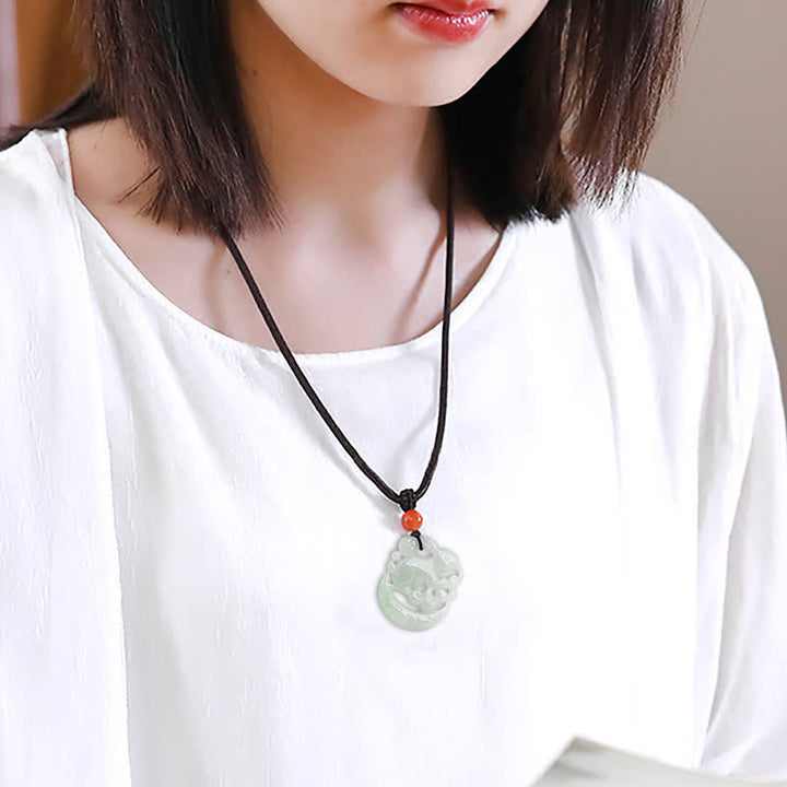 Year of the Rabbit White Jade Crescent Moon Protection Necklace Pendant - image 2