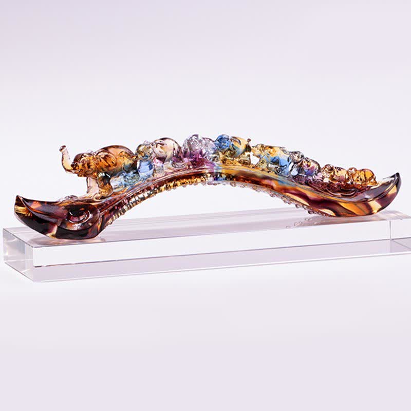 Handmade Liuli Crystal Ruyi Elephant Art Piece Home Decoration With Crystal Base - image 7