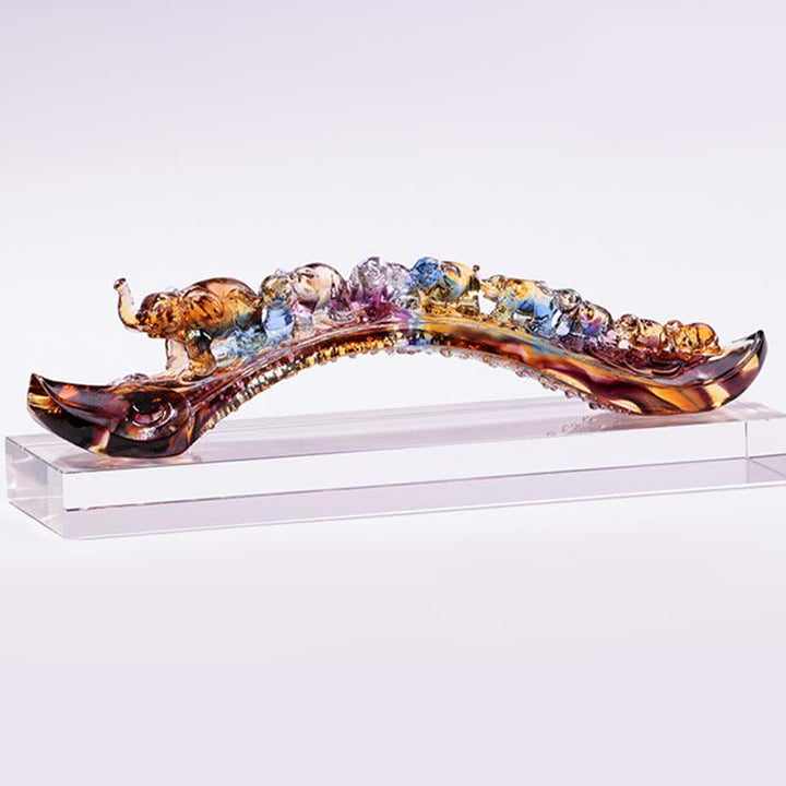 Handmade Liuli Crystal Ruyi Elephant Art Piece Home Decoration With Crystal Base - image 7