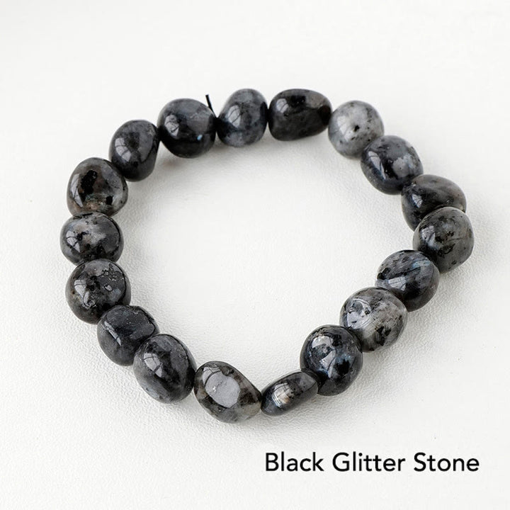 Natural Irregular Shape Crystal Stone Spiritual Awareness Bracelet - Black Glitter Stone - image 21