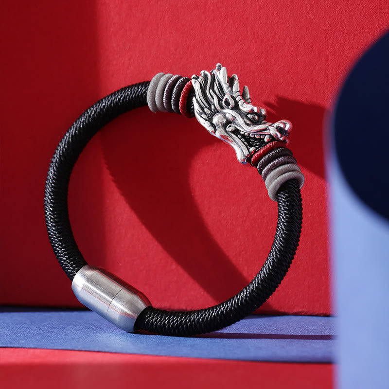 Buddha Stones 999 Sterling Silver Dragon Luck Handcrafted Braided Child Adult Bracelet - image 3