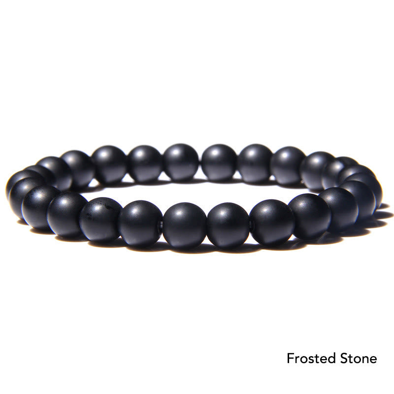 Natural Agate Stone Crystal Balance Beaded Bracelet - Frosted Stone - image 18