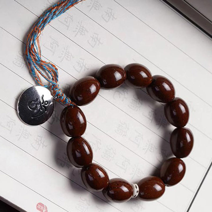 Buddha Stones Tibetan Natural Purple Gold Rat OM Chinese Zodiac Nine Palaces Eight Diagrams Charm Wealth Bracelet - image 3