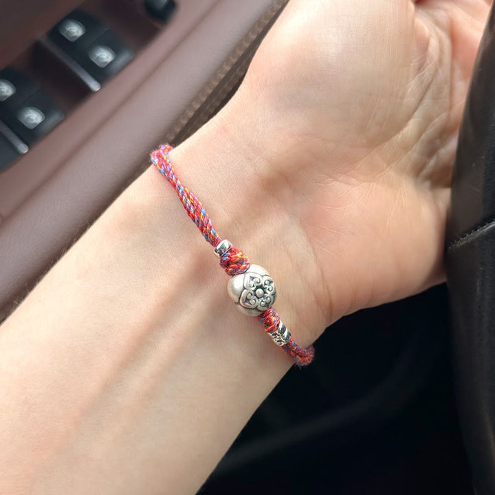Buddha Stones 999 Sterling Silver Persimmon Luck Multicolored Braided Bracelet - image 24