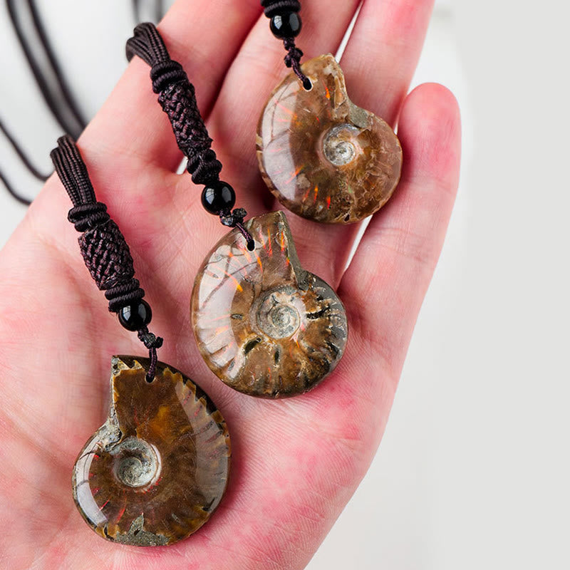 Buddha Stones Natural Ammonite Fossil Snail Pattern Meditation Healing Necklace Pendant - image 3