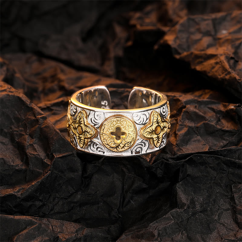 Buddha Stones 925 Sterling Silver Vintage Tang Dynasty Flower Design Luck Ring - Tang Dynasty Flower Design(Luck♥Vibrant) - image 0