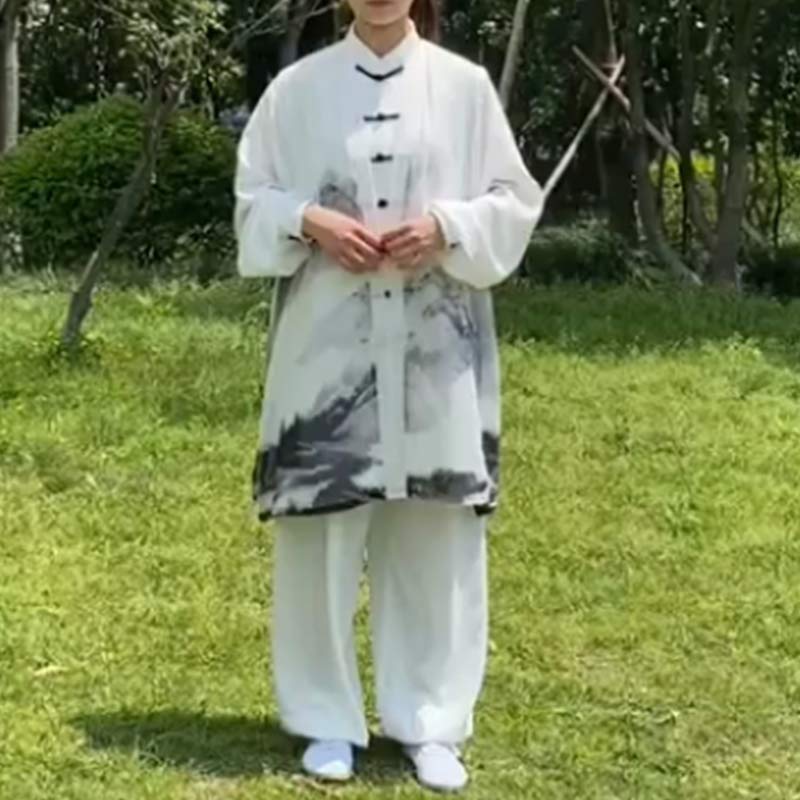 3Pcs Ink Painting Meditation Prayer Spiritual Zen Tai Chi Qigong Practice Unisex Clothing Set - image 8