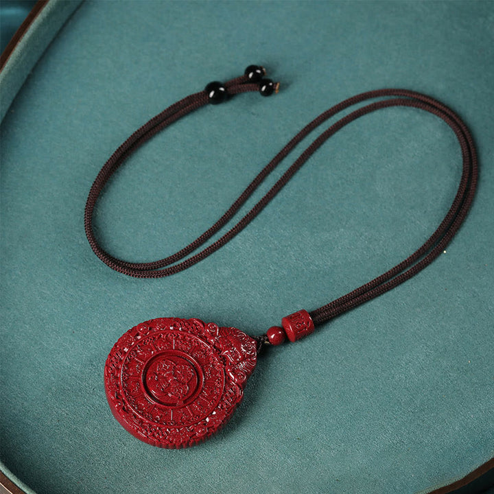 Buddha Stones Chinese Zodiac Natural Cinnabar Bagua Amulet Keep Away Evil Spirits Necklace Pendant - image 2
