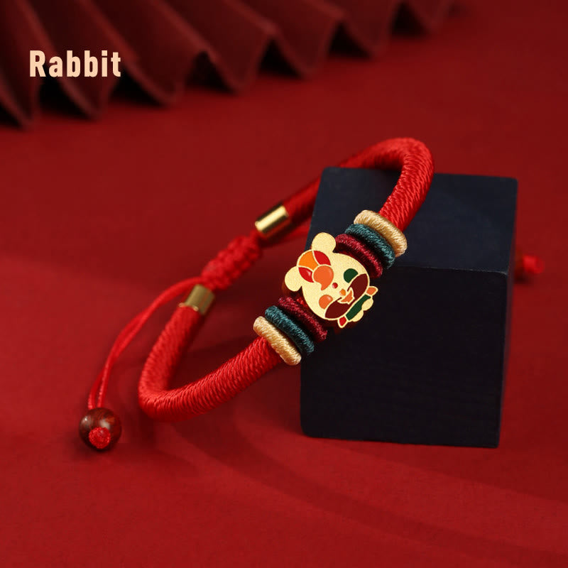 Buddha Stones Handmade 925 Sterling Silver Year of the Dragon Cute Chinese Zodiac Luck Braided Red Bracelet - Rabbit(Wrist Circumference 14-19cm) - image 13