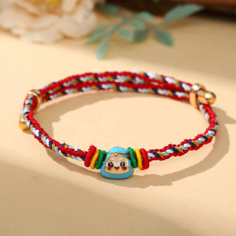 Buddha Stones Colorful Rope Zongzi Pattern Luck Handmade Child Adult Bracelet - Colorful Rope-Single Zongzi(Blue)(Wrist Circumference 12-20cm) - image 22