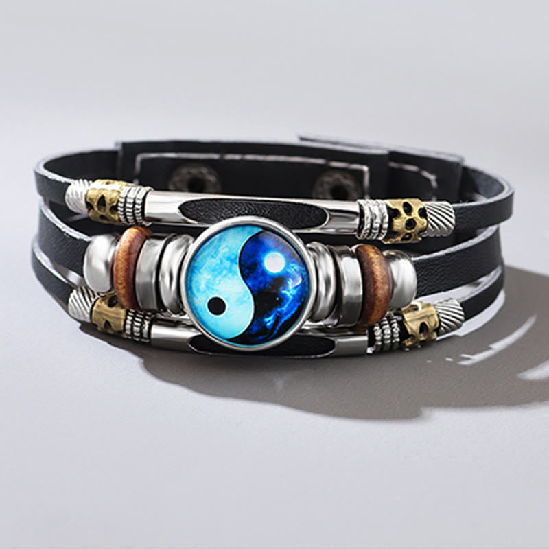 Buddha Stones Yin Yang Leather Balance Bracelet - image 2