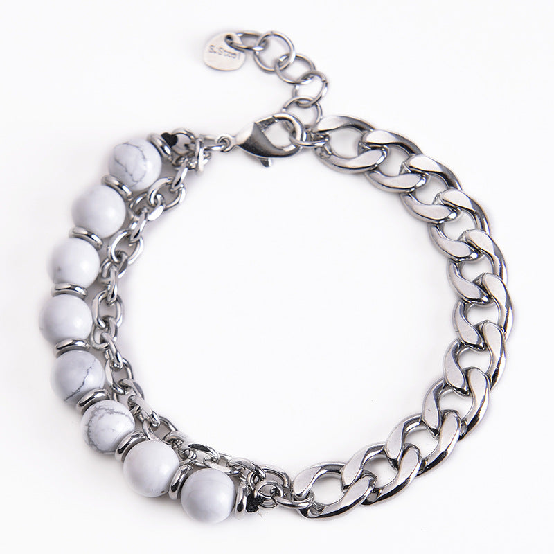 Buddha Stones Tiger Eye Picasso Jasper Frosted Stone Strength Bracelet - White Turquoise - image 13