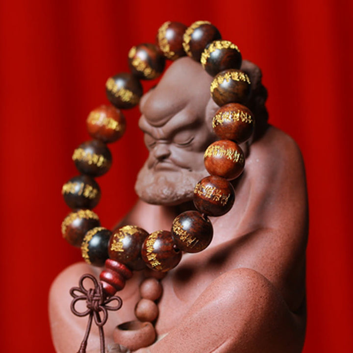 Buddha Stones Tibetan Rosewood Heart Sutra Engraved Cure Bracelet - image 7