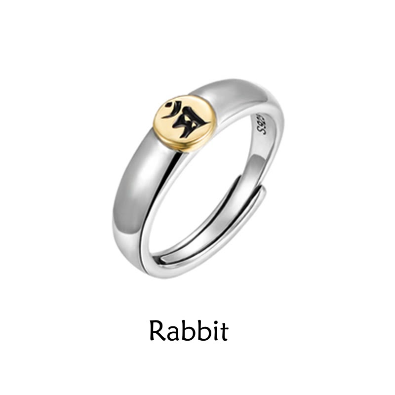 Buddha Stones Tibetan Om Mani Padme Hum Carved Chinese Zodiac Natal Buddha Peace Ring - Rabbit - image 17