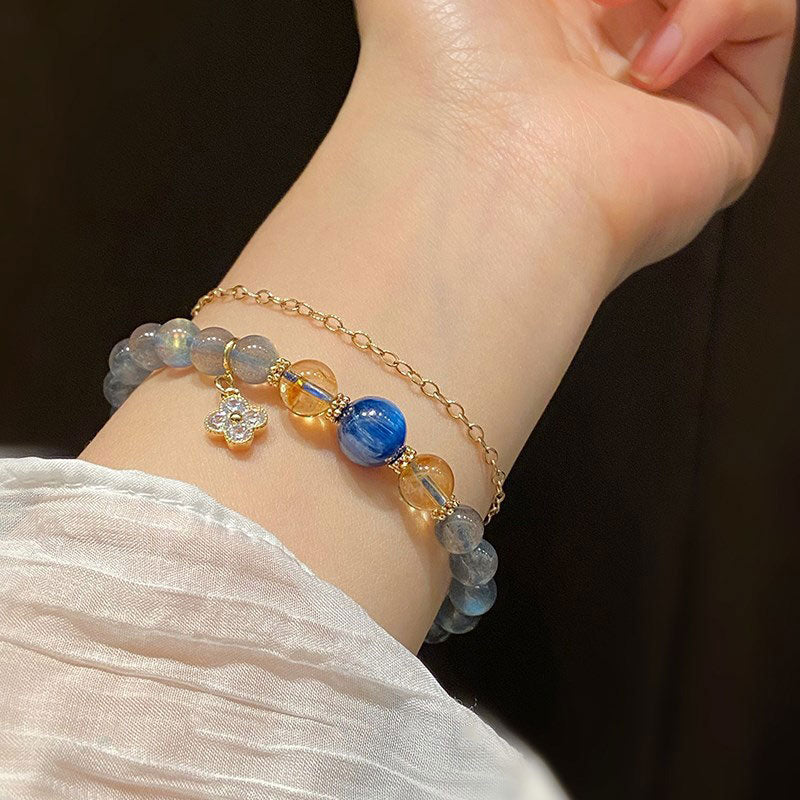 Buddha Stones Natural Moonstone Flower Chram Healing Beads Bracelet - image 1