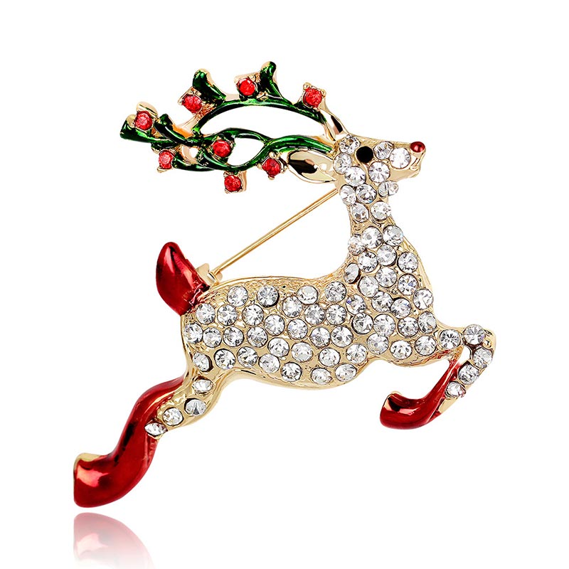 Christmas Multi-Colored Rhinestone Crystal Brooch Pin - 7 - image 13