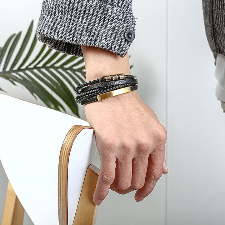 Buddha Stones Leather Multi-Layer Titanium Steel Balance Braided Magnetic Buckle Bracelet - image 17