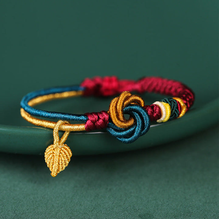 Buddha Stones Tibetan Handmade Mandala Knot Leaf Luck Rope Bracelet - image 2