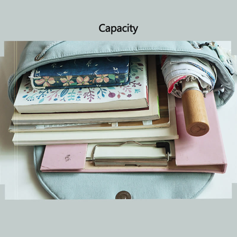 Buddha Stones Handmade Embroidered Large Capacity Canvas Backpack - image 3